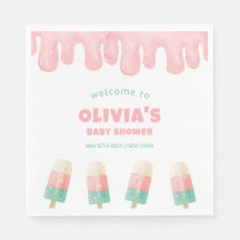 Rosa Melt Ice Cream Pop Baby Shower Välkommen