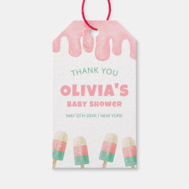 Rosa Melt Ice Cream Pop Baby Shower Välkommen Presentetikett