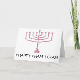 Rosa Menorah Lycklig Hanukkah-hälsningskort 1 Helgkort