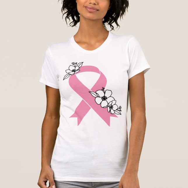 Rosa menyfliksområdet med Blommar T Shirt (Framsida)
