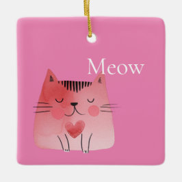 Rosa Meow Cat Julgransprydnad Keramik