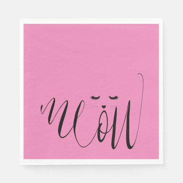 Rosa Meow Cat Pappersservett (Framsidan)