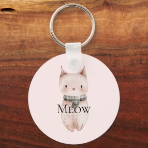 Rosa Meow-julklapp Nyckelring