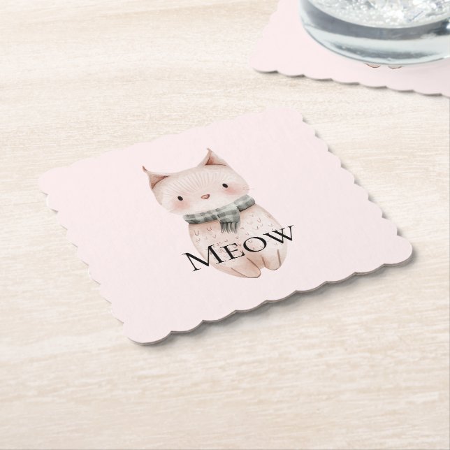  Rosa Meow-julklappen Hjort Snögubbe Underlägg Papper (Vinklad)