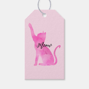 Rosa Meow Kattunge Presentetikett