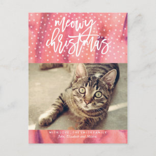 Rosa "Meowy jul" Julhälsningar sällskapsdjur Helg Vykort