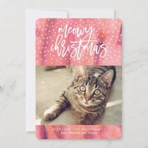 Rosa "Meowy jul" Julhälsningar sällskapsdjur Julkort