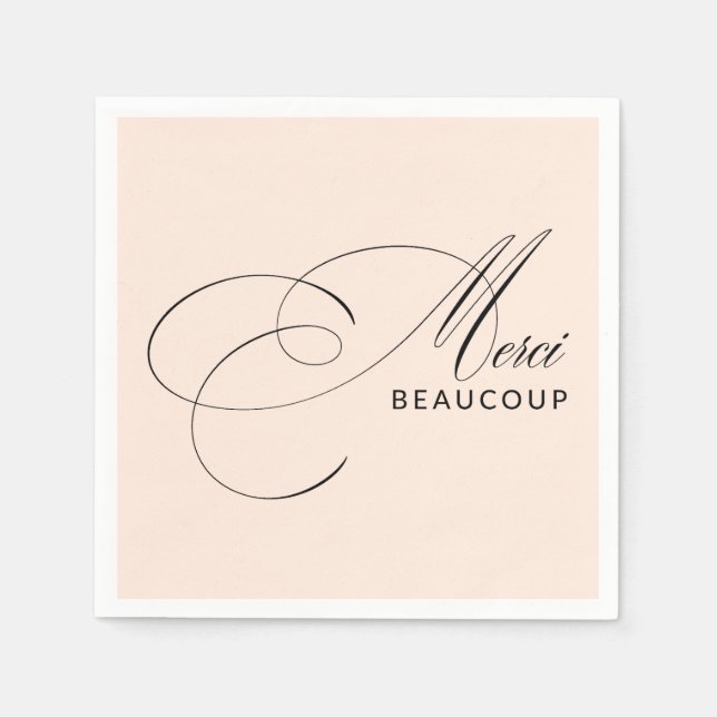  Rosa Merci Beaucoup Calligraphy Tack Pappersservett (Framsidan)