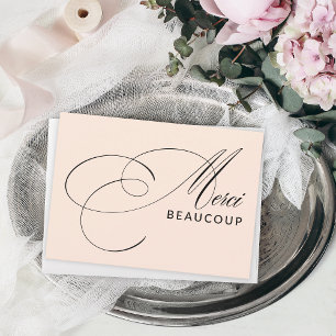 Rosa Merci Beaucoup Elegant Calligraphy Tack Kort