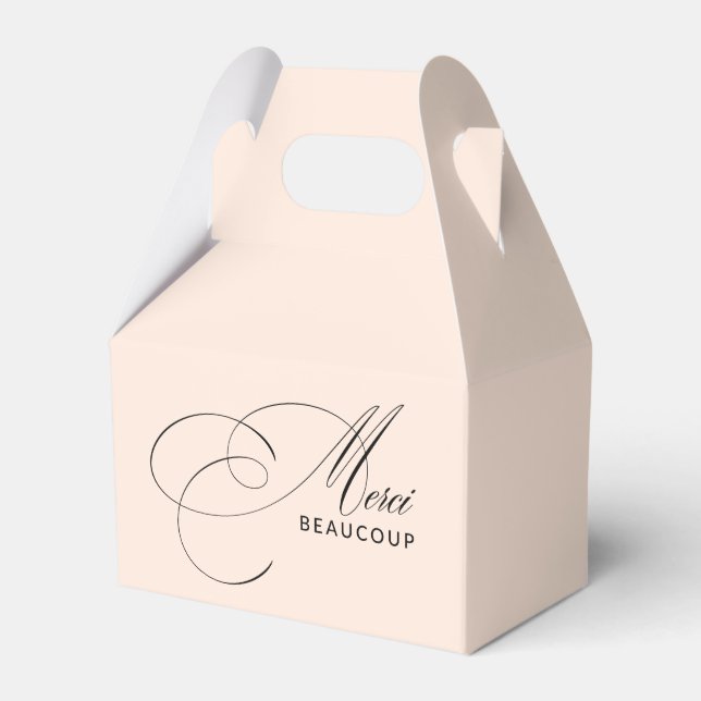 Rosa Merci Beaucoup Elegant Kalligrafi Presentaskar (Framsidan Sidan)