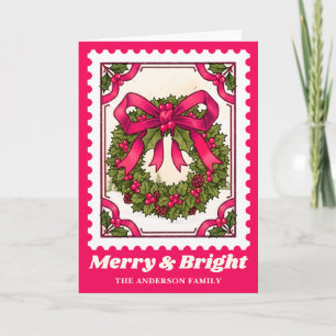 Rosa Merry & Bright God jul Utandningsfas Frimärke Helgkort