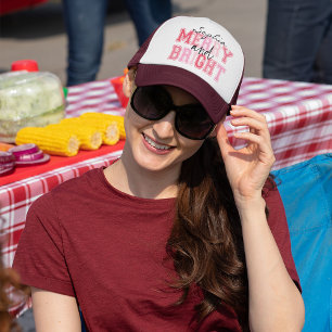 Rosa Merry och Bright Typography Groovy God jul Keps