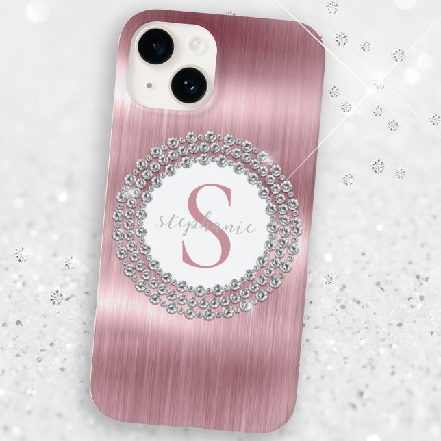 Rosa Metall Diamonds Monogram Sparkly Luxurious (Pink Metal Diamonds Monogram Sparkly Luxurious Case-Mate iPhone Case)