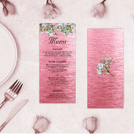 Rosa Metall Modern Bröllop Menu Meny