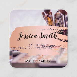 Rosa Metallic Ro Guld Push   Makeup Artist Fyrkantigt Visitkort