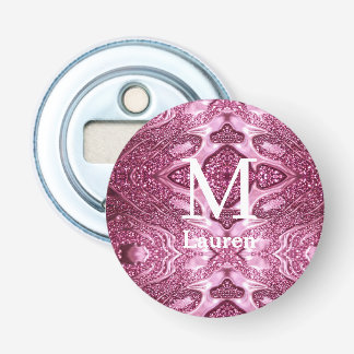 rosa metallisk abstrakt blank monogram namn girlig flasköppnare