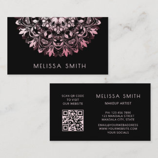 Rosa metallisk svart mandala Visitkort