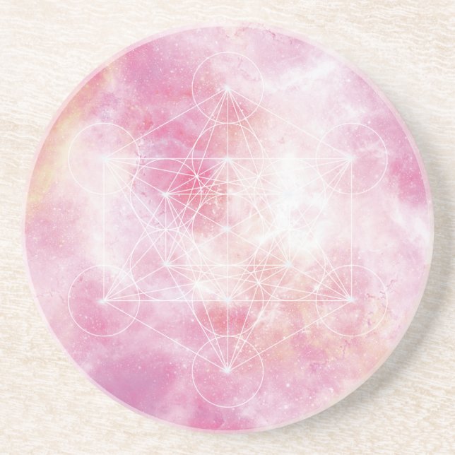 Rosa Metatrons kub helig geometri Underlägg (Framsidan)