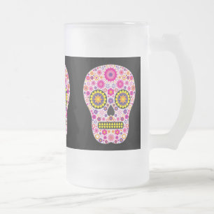 Rosa mexicanskt sockerskalleexponeringsglas frostat ölglas