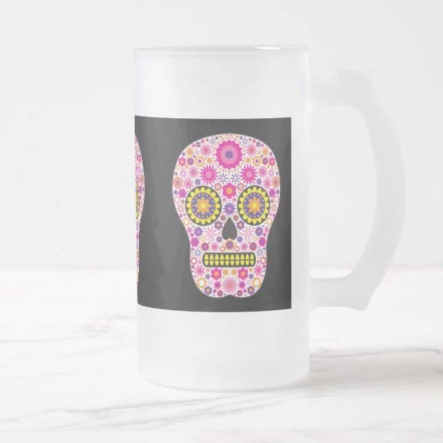 Rosa mexicanskt sockerskalleexponeringsglas frostat ölglas (Höger)