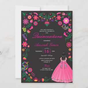 Rosa Mexikanska Embroidery Quinceañera-inbjudan Inbjudningar