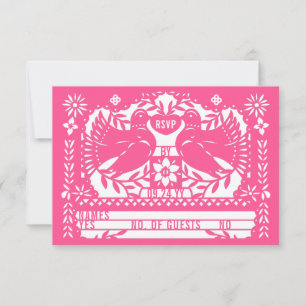 Rosa Mexikanska Fantail Doves Papel Picado OSA Kort