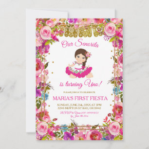 Rosa mexikanska flicka Fiesta håller på att bli fö Inbjudningar