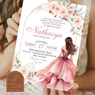 Rosa Mexikanska prinsessan Quinceanera Inbjudningar