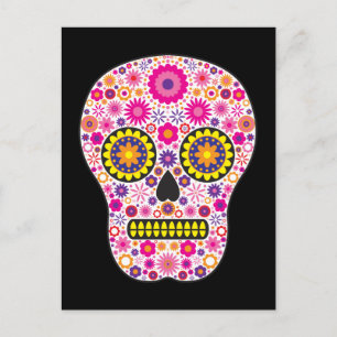 Rosa Mexikanskt socker Skull Vykort