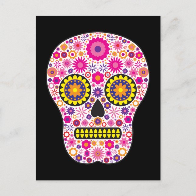 Rosa Mexikanskt socker Skull Vykort (Framsida)