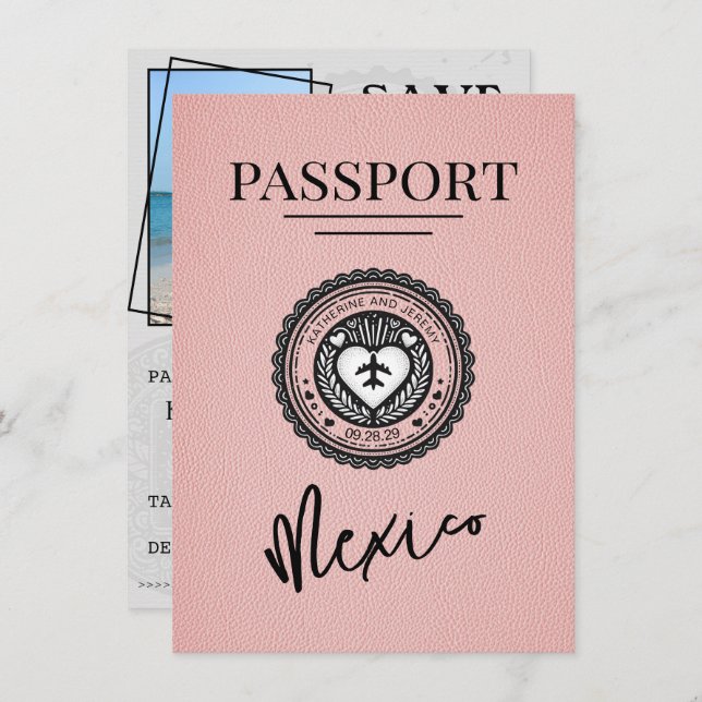 Rosa Mexiko Passport Spara datum Spara Datumet (Fram/baksida)