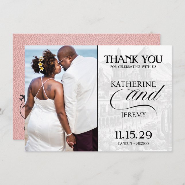 Rosa Mexiko Passport Tack Kort (Fram/baksida)