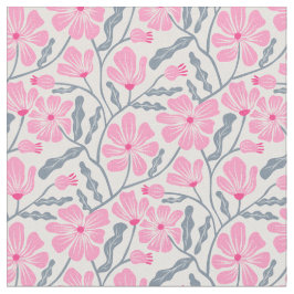 Rosa Mid Century Modern Blommönster Tyg