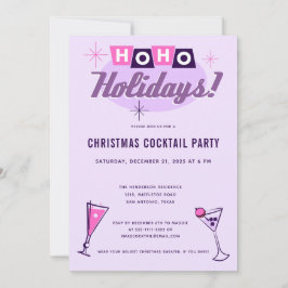Rosa Midcentury Modern Julcocktailparty Inbjudningar