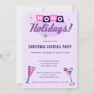 Rosa Midcentury Modern Julcocktailparty Inbjudningar