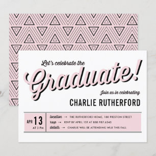 Rosa Middag Retro Typography-Studentfest Inbjudningar