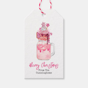 Rosa Milkshake God jul Presentetikett