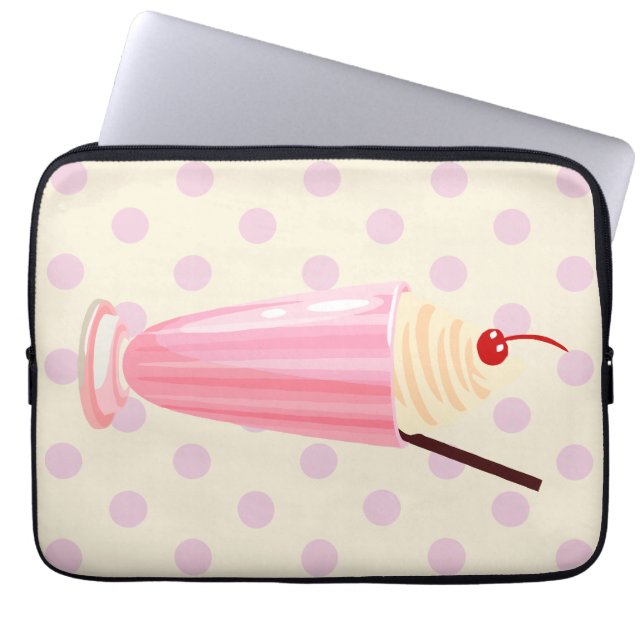 Rosa Milkshake och Polka dots Laptop sleeve (Framsidan)