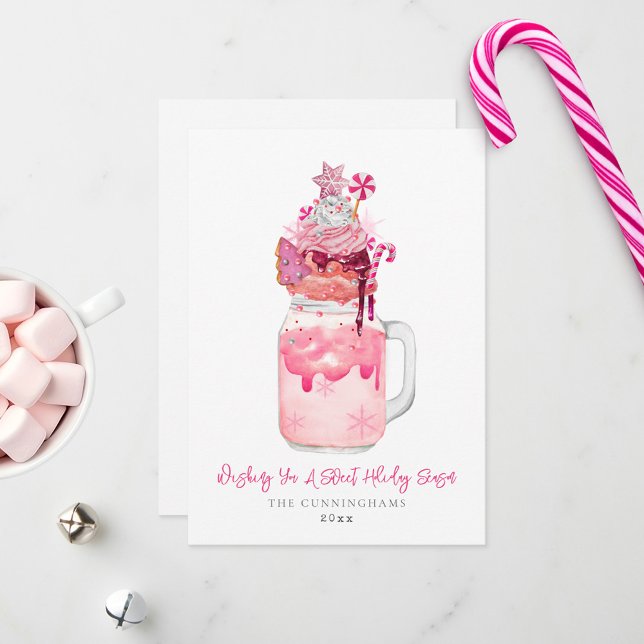 Rosa Milkshake Söt Högtid Jul Julkort (Skapare uppladdad)