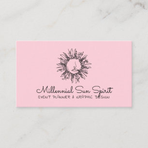 Rosa Millennial Abstrakt Andlig Celestial Sol Visitkort