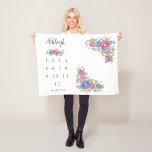 Rosa milstolpe för månadstidning för fleecefilt