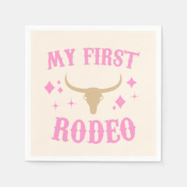 Rosa Min första Rodeo Cowgirl Första födelsedagen Pappersservett