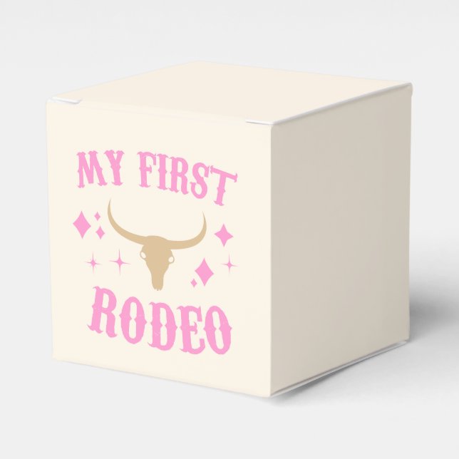 Rosa Min första Rodeo Cowgirl Första födelsedagen Presentaskar (Framsidan Sidan)
