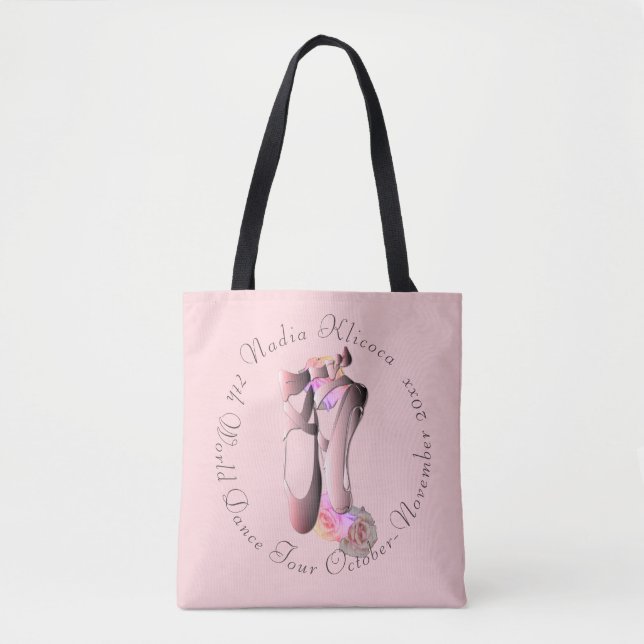 Rosa Mindre Ballerina Toe Shoe Dance Troupe Tote Tygkasse (Framsida)
