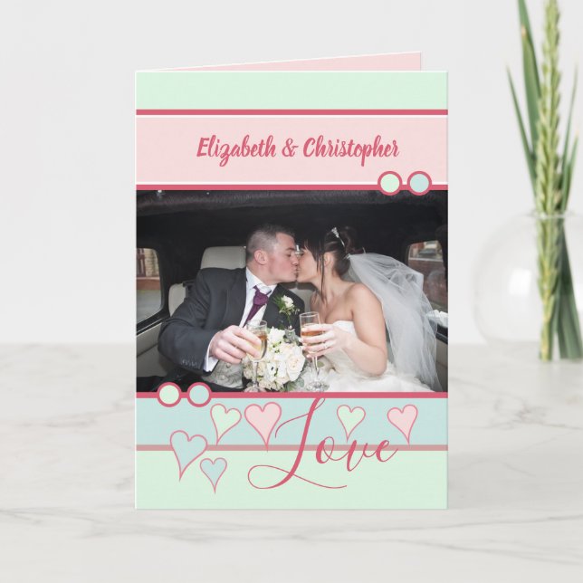 Rosa mini-blåårsdag med foto kort (Framsida)