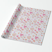 Rosa Mini Love Heart Inpackningspapper
