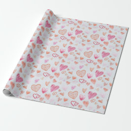 Rosa Mini Love Heart Inpackningspapper  Presentpapper