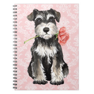 Rosa mini- Schnauzer för valentin Anteckningsbok Med Spiral