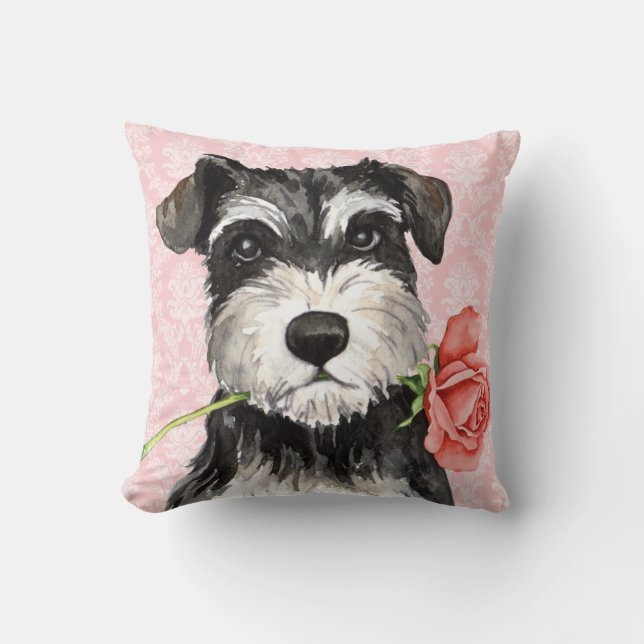 Rosa mini- Schnauzer för valentin Kudde (Framsida)