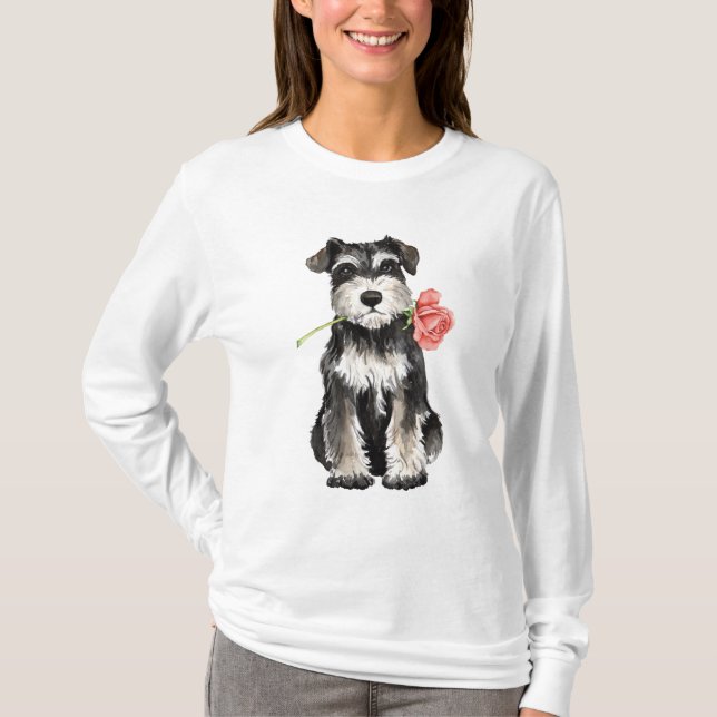 Rosa mini- Schnauzer för valentin T Shirt (Framsida)